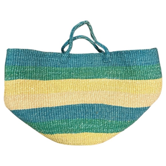 Hollister Handbags - Striped Straw Rope Handle Market Tote Bag